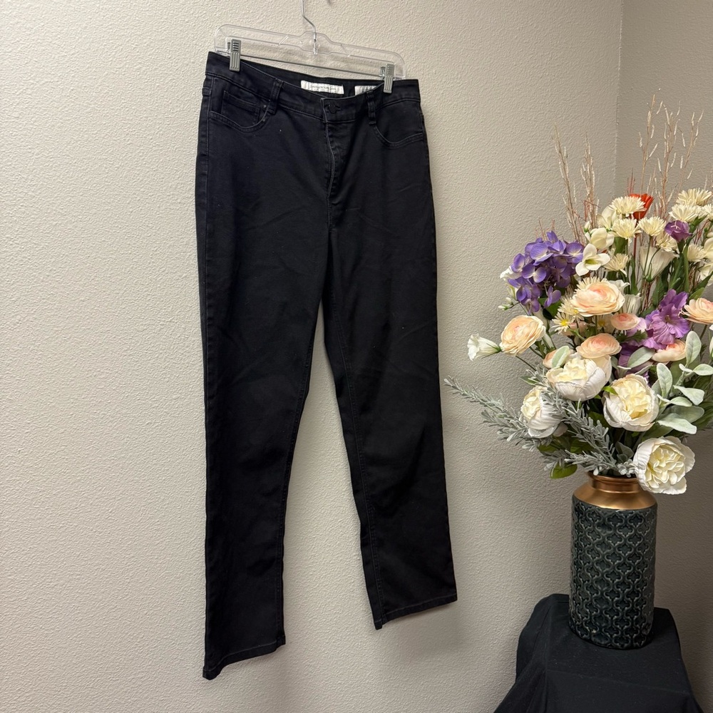 Jones New York Black Slim Fit Stretch Jeans Sz 12 Short Classic Fall Style